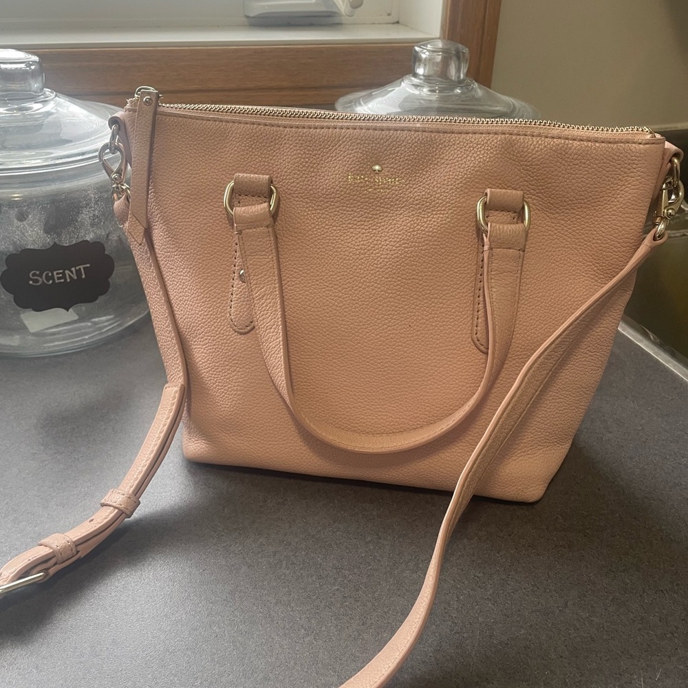 Blush pink pebbled leather Kate Spade satchel